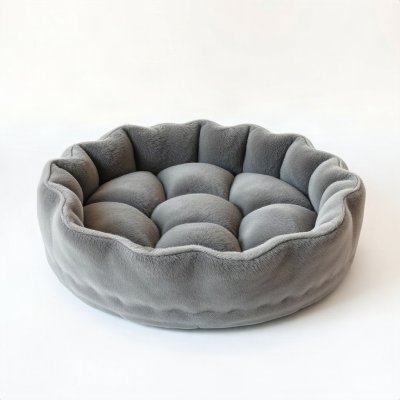 Cama Pet Redonda Pelúcia 60 cm — Cinza
