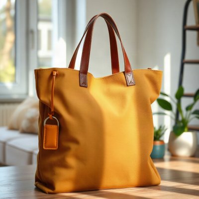 Bolsa Tote Lona Encerada — Caramelo